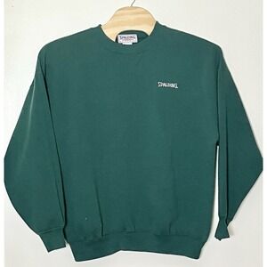 Vintage Spalding Sweatshirt Men's XL Green 80s Embroidered Logo‎ Gym Sportswear
